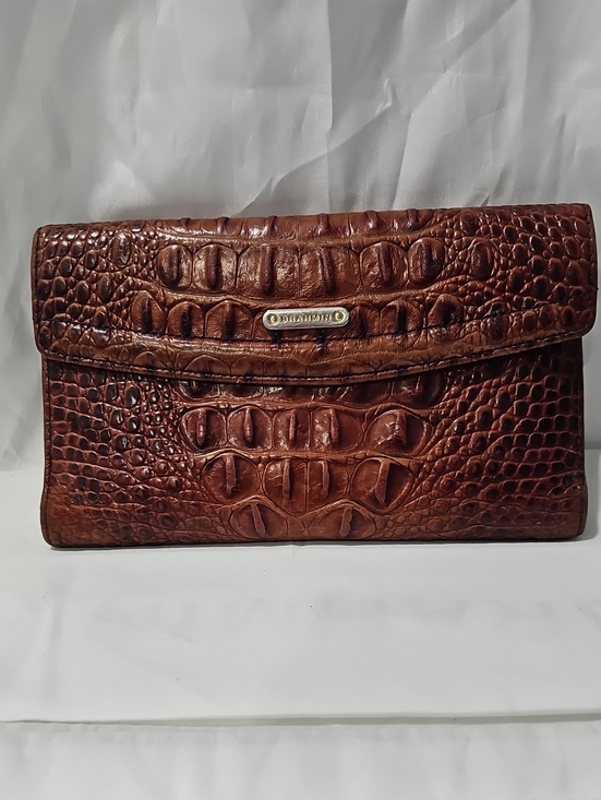 Brahmin Handbags - Brahmin Chestnut Croc-Embossed Leather Fold-Over Wallet